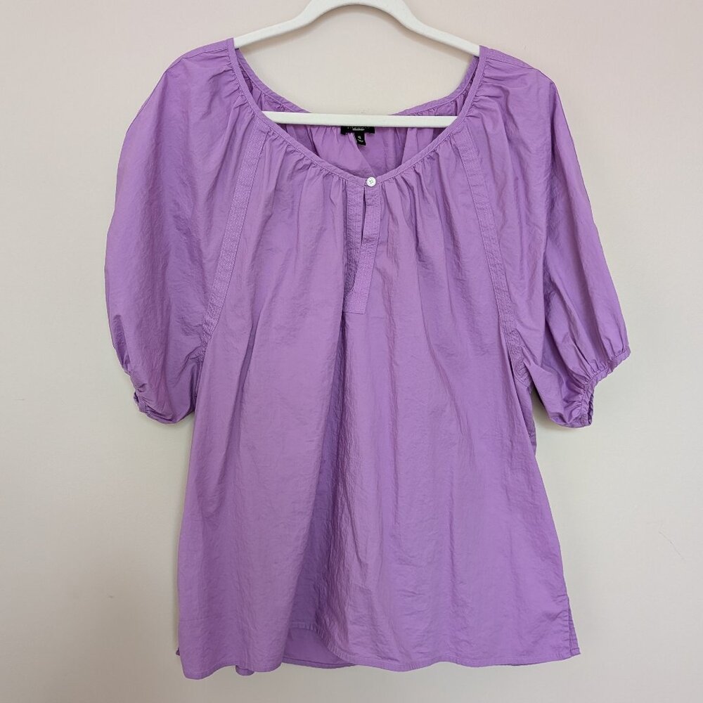 Talbots lilac purple puff sleeve blouse XL cottagecore EUC